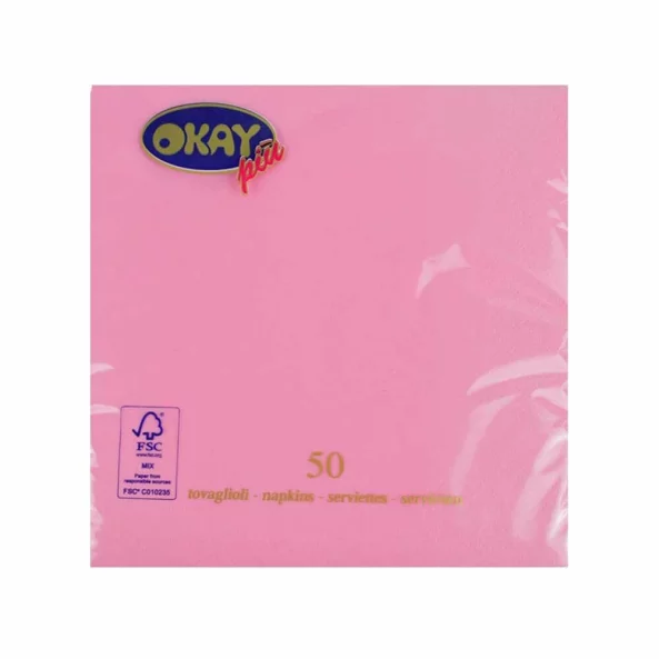 Set servetele de masa, roz rosa, 2 straturi, 33x33 cm, 50 bucati/pachet