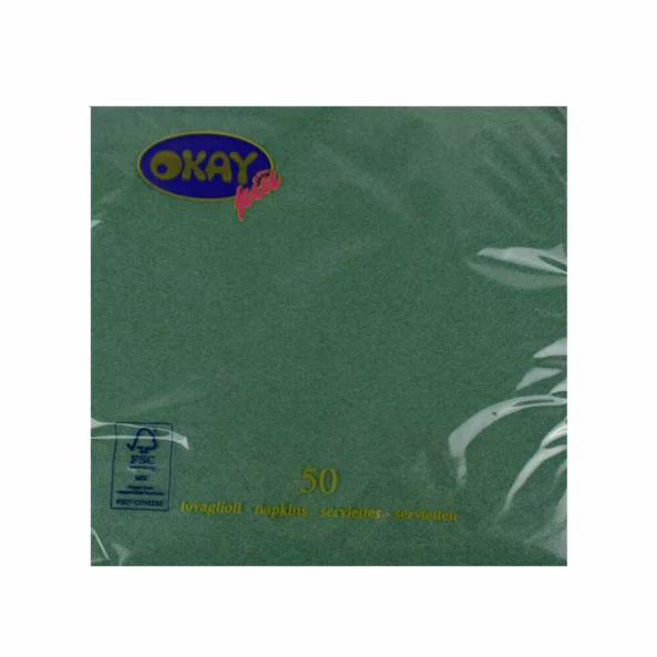Set servetele de masa, verde inchis foresta, 2 straturi, 33x33 cm, 50 bucati/pachet