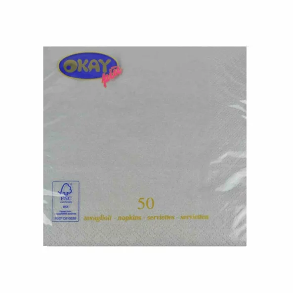 Set servetele de masa, argintii argento, 2 straturi, 33x33 cm, 50 bucati/pachet