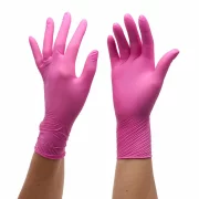 Manusi nitril de unica folosinta, roz, marimea M, 100 bucati/cutie