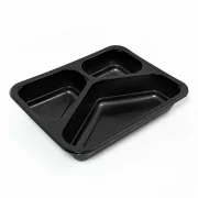 Caserola neagra termosudabila, 3 compartimente, H40, 227x178x40 mm