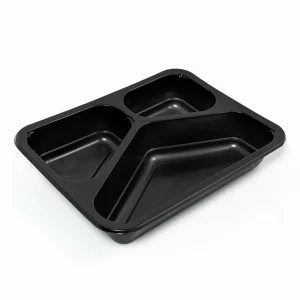 Caserola neagra termosudabila, 3 compartimente, H40, 227x178x40 mm