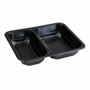 Caserola neagra termosudabila, 2 compartimente, H40, 227x178x40 mm