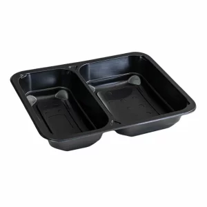 Caserola neagra termosudabila, 2 compartimente, H40, 227x178x40 mm