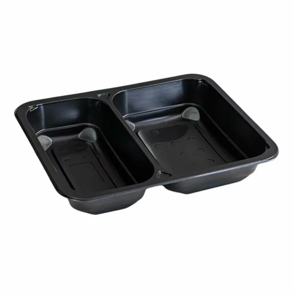 Caserola neagra termosudabila, 2 compartimente, H40, 227x178x40 mm
