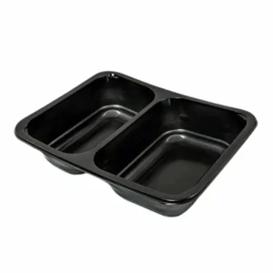 Caserola neagra termosudabila, 2 compartimente, H50, 227x178x50 mm