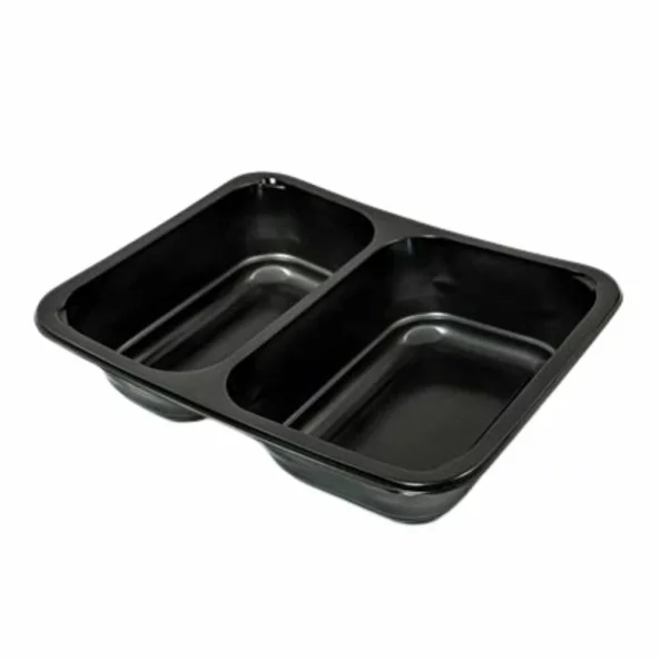 Caserola neagra termosudabila, 2 compartimente, H50, 227x178x50 mm