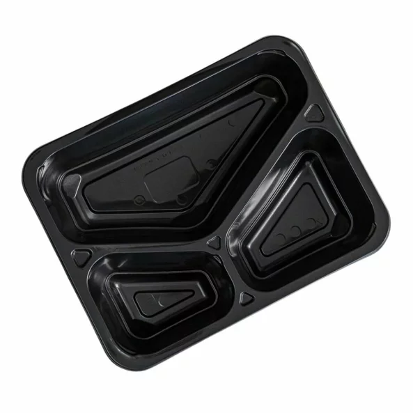 Caserola neagra termosudabila, 3 compartimente, H50, 227x178x50 mm