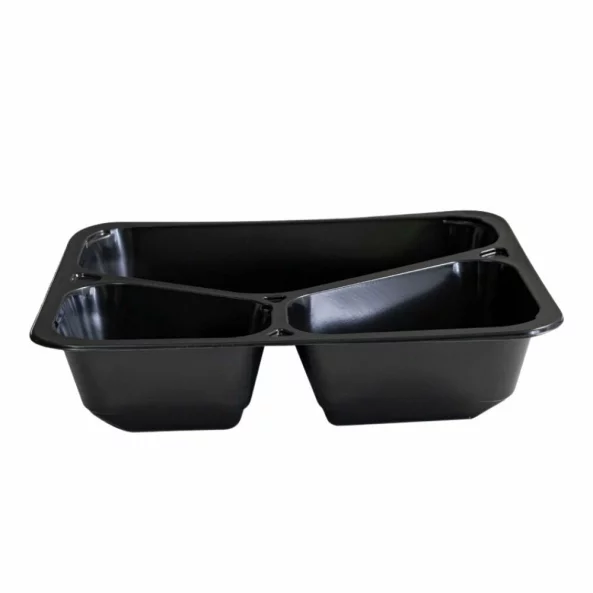 Caserola neagra termosudabila, 3 compartimente, H50, 227x178x50 mm