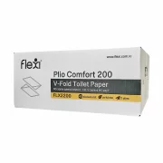 Hartie igienica pliata V-Fold, 2 straturi, 200 foi/pachet, alba, Plio Comfort 200, Flexi