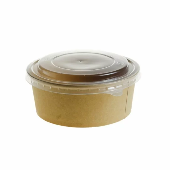 Bol salata carton kraft cu capac, 750 CC, Safir