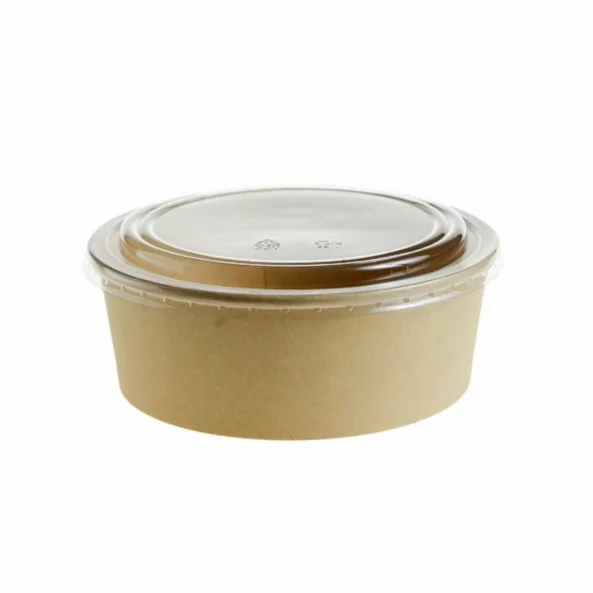 Bol salata carton kraft cu capac, 1300 CC, Safir