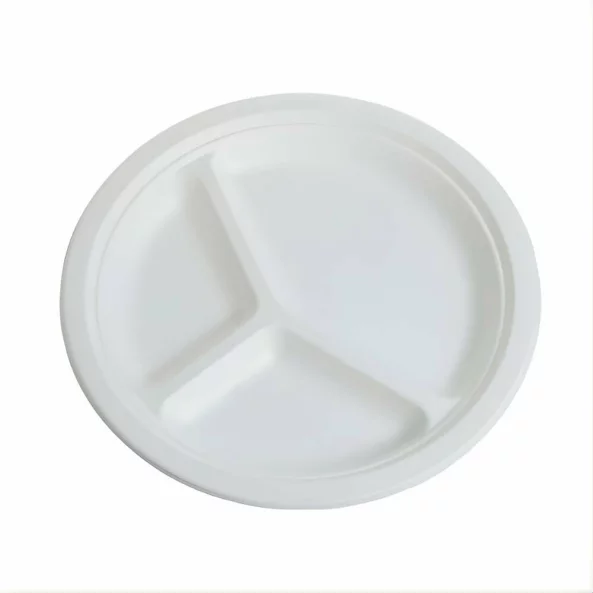 Farfurii carton BIO, 26 cm, 3 compartimente, 50 bucati/set, Safir