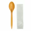 Tacamuri reutilizabile WPC, lingura + servetel, maro natural, 100 bucati/pachet