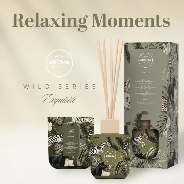 Odorizant de camera cu betisoare Aroma Home, Jungle, gama Wild, 100ml