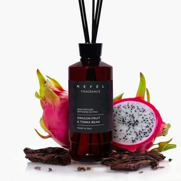 Odorizant de camera cu betisoare Nefel, Fructul Dragonului &amp; Boabe de Tonka, 480ml