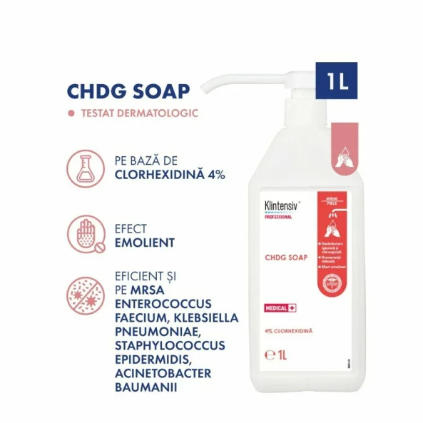 Sapun igienic si chirurgical CHDG, 4% Clorhexidina, 1000 ml, Klintensiv