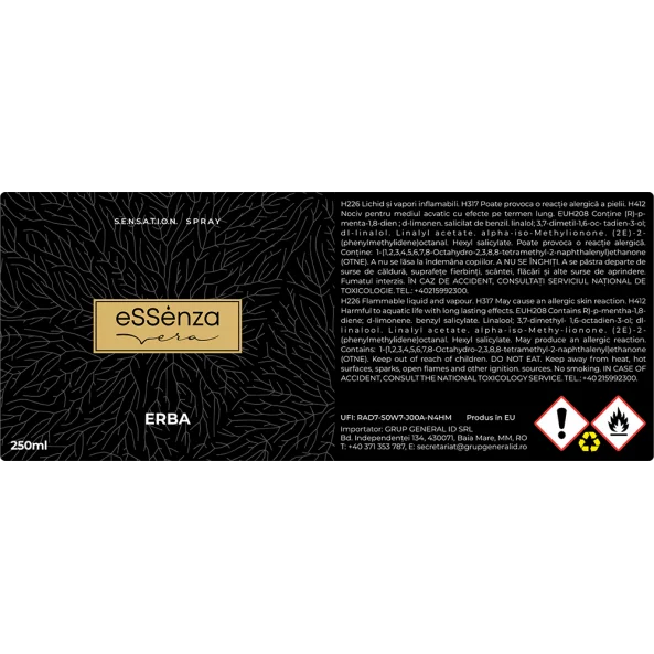 Odorizant camera Erba, parfum oriental fructat, eSSenza Vera Sensation, 250ml