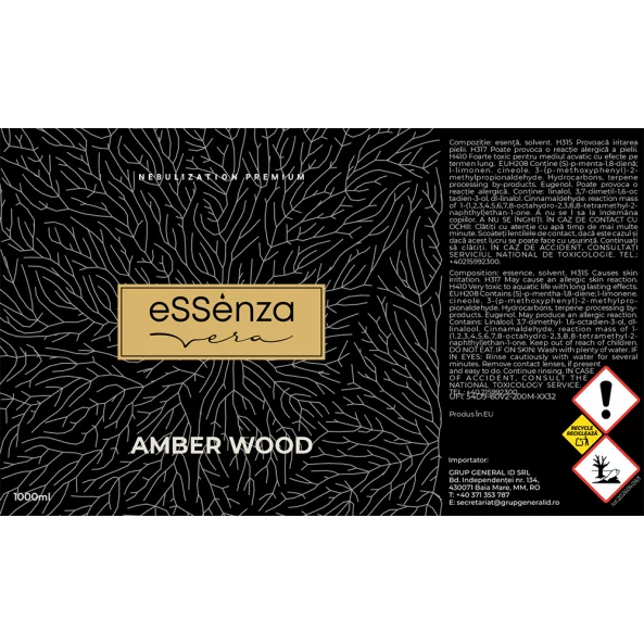 Odorizant camera Amber Wood, parfum oriental lemnos, eSSenza Vera Nebulization Premium, 1L