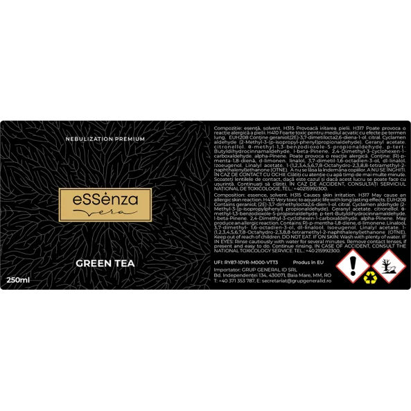 Odorizant camera Green Tea, parfum citric aromatic, eSSenza Vera Nebulization Premium, 250ml