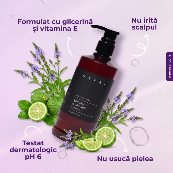 Gel de dus si par hotelier Nefel, Bergamot &amp; Vervain, 480ml