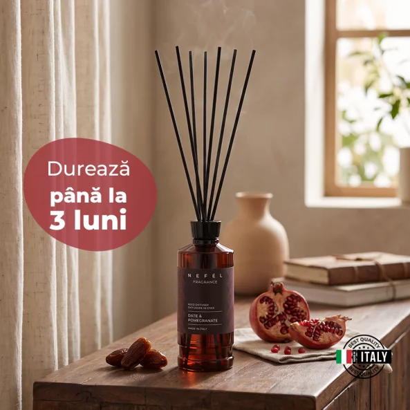 Odorizant camera cu betisoare Nefel Date &amp; Pomegranate, parfum oriental, 480 ml