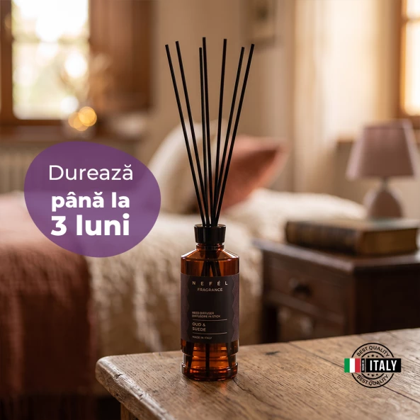 Odorizant de camera cu betisoare Nefel, Oud si Piele intoarsa, 480ml