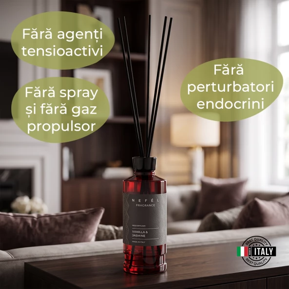 Odorizant de camera cu betisoare Nefel, Vanilie &amp; Iasomie, 480ml