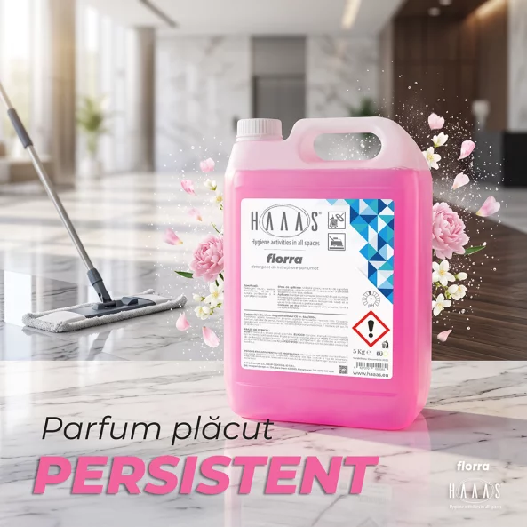 Detergent pardoseli parfumat, spumare redusa, HAAAS Florra, 5 Kg