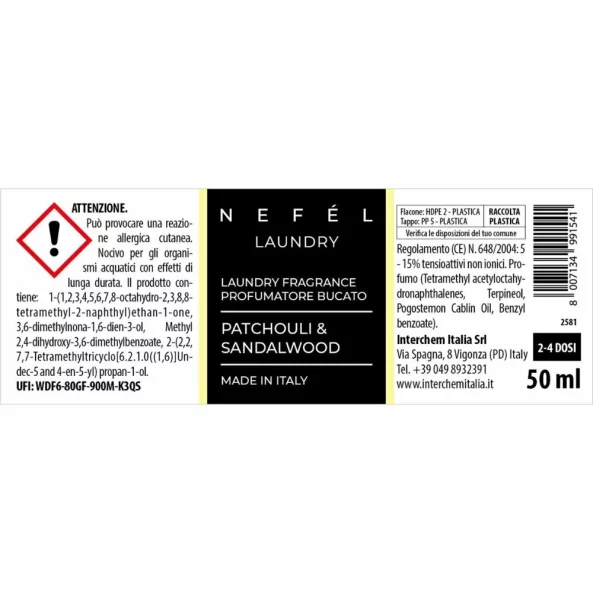 Parfum de rufe concentrat Nefel Patchouli &amp; Sandalwood, 50 ml