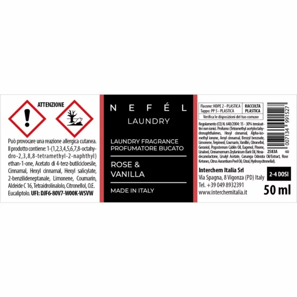 Parfum de rufe concentrat Nefel Rose &amp; Vanilla, 50ml
