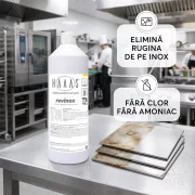 Solutie curatat inox, regenereaza si revitalizeaza, elimina rugina, pete acizi si urme sudura, HAAAS Revinox, 1 L
