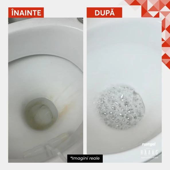 Solutie anticalcar si antirugina pentru vas WC si pisoar, parfum migdale, HAAAS Rustgel, 1 L