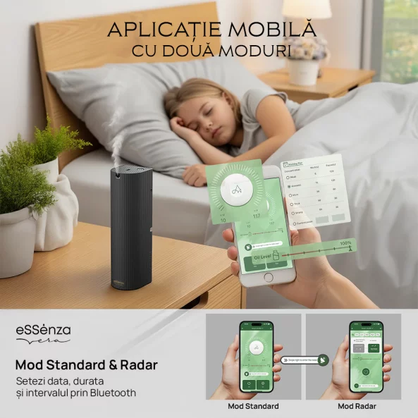 Pachet promo difuzor parfum camera + rezerva Amber Wood 250 ml, Smart Diffuser EVRAD-2, eSSenza Vera