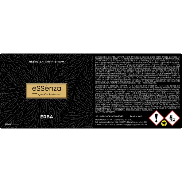 Odorizant camera Erba, parfum oriental fructat, eSSenza Vera Nebulization Premium, 100ml
