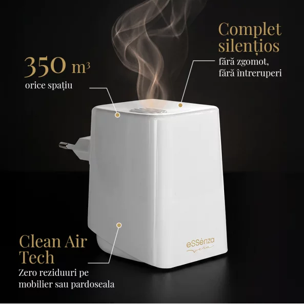 Difuzor parfum camera eSSenza Vera Electric Diffuser, acoperire 350 m³, alb