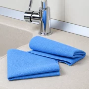 Set 2 lavete microfibra impregnate cu poliuretan pentru zone umede Ideal PU-TOUCH, 35x40 cm, albastre