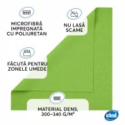 Set 2 lavete microfibra impregnate cu poliuretan pentru zone umede Ideal PU-TOUCH, 35x40 cm, verzi