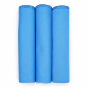 Set 3 lavete microfibra cu 2 fete pentru geamuri, inox si crom Ideal SHINE, 40x40 cm, albastre