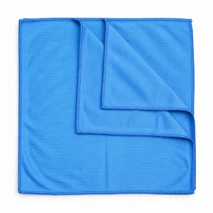 Set 3 lavete microfibra cu 2 fete pentru geamuri, inox si crom Ideal SHINE, 40x40 cm, albastre