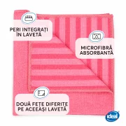 Set 3 lavete microfibra cu peri pentru murdarie grosiera Ideal Bristles, 40x40 cm, rosii