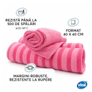 Set 3 lavete microfibra cu peri pentru murdarie grosiera Ideal Bristles, 40x40 cm, rosii