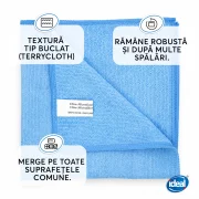 Set 3 lavete microfibra pentru curatenie universala Ideal BASIC Professional, 40x40 cm, albastre