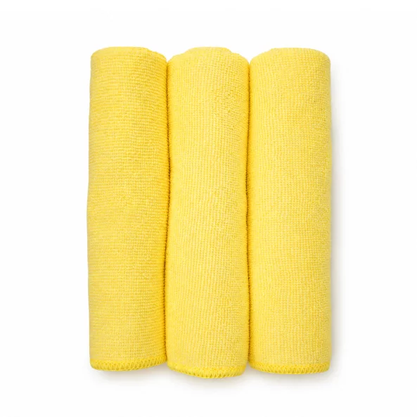 Set 3 lavete microfibra pentru curatenie universala Ideal BASIC Professional, 40x40 cm, galbene