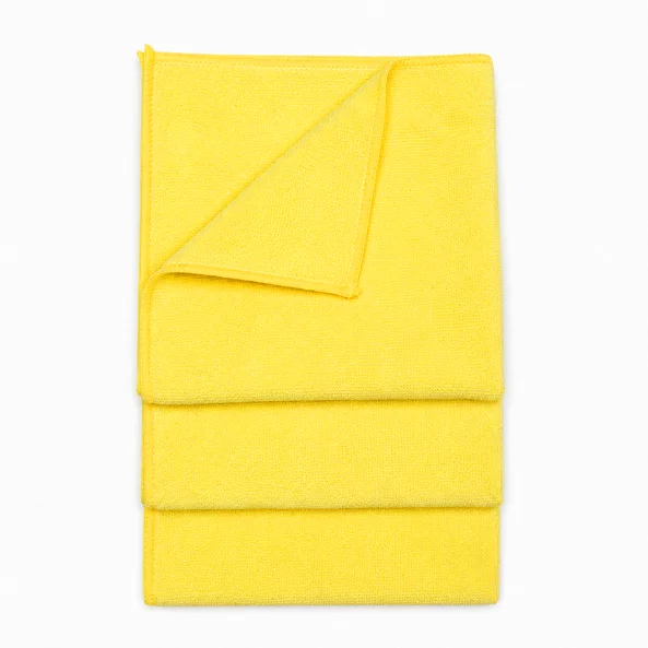Set 3 lavete microfibra pentru curatenie universala Ideal BASIC Professional, 40x40 cm, galbene
