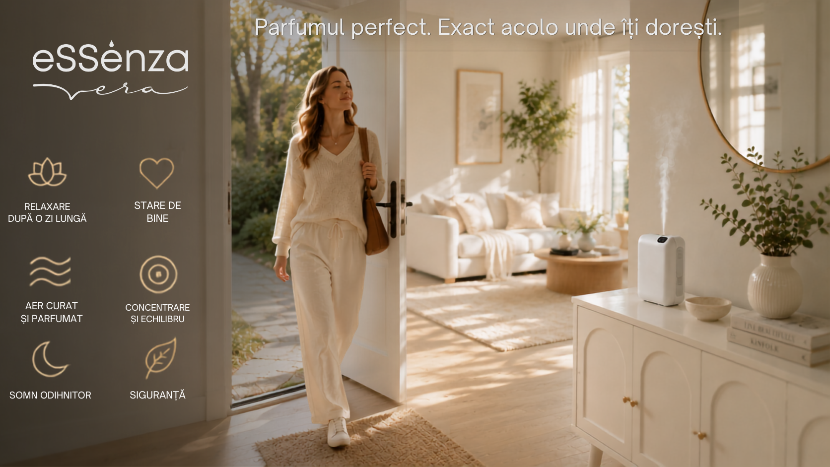 Aparat difuzor parfum camera eSSenza Vera Smart Diffuser EVOV-2 alb