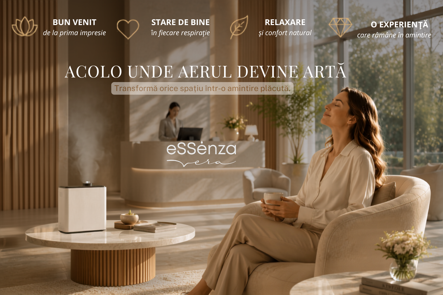 Aparat difuzor parfum camera eSSenza Vera Smart Diffuser EVOV-10 alb Aparat difuzor parfum camera eSSenza Vera Smart Diffuser EVOV-10 alb