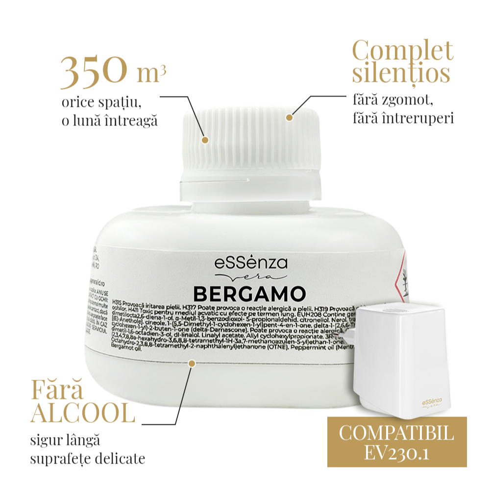 Rezerva odorizant camera eSSenza Vera Bergamo, 100 ml, pentru difuzor electric EV230.1 Rezerva odorizant camera eSSenza Vera Bergamo, 100 ml, pentru difuzor electric EV230.1